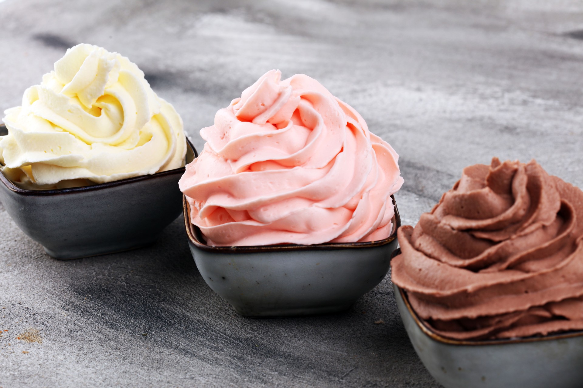 soft ice cream in flavor vanilla, chocolate and strawberry. Delicous creamy refreshing ice cream